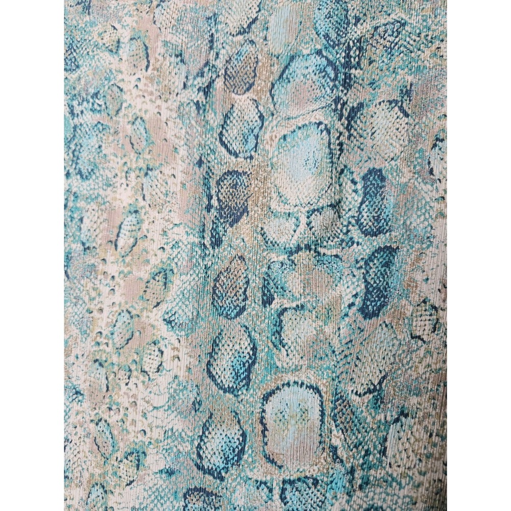 Talbots Pure Silk Snakeskin Print Blouse Teal Green Animal Print Button Down 12 - Picture 7 of 7